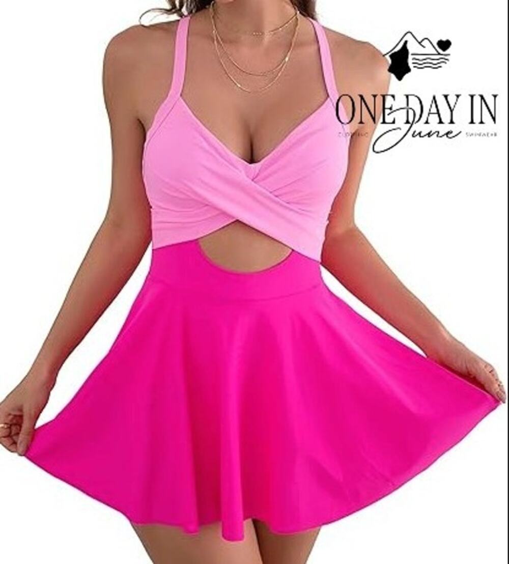 B2Prity Cross Front Tie Back Cut Out Swimdress Swimsuit Size 2XL